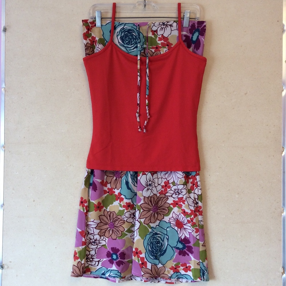 vintage 90’s floral maxi skirt and tank set